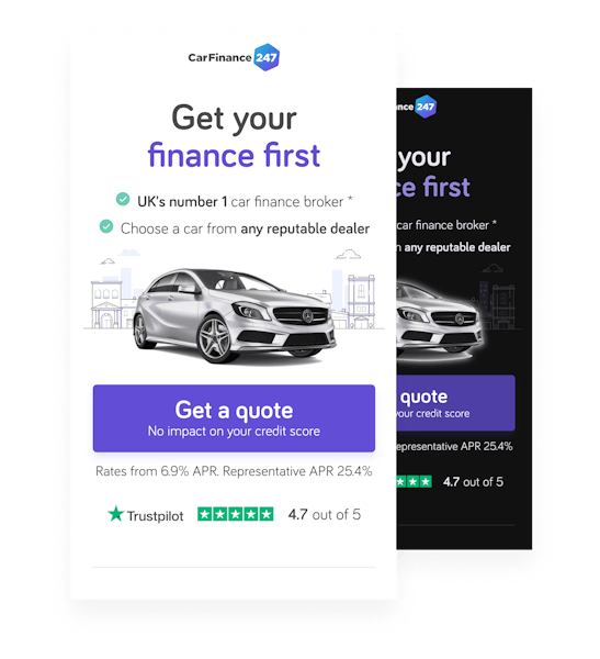 Car Finance 247 Mobile Website Homepage.
